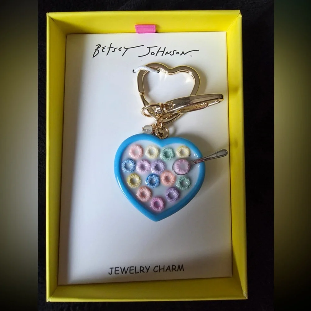 BETSEY JOHNSON Viral Back to School Cereal Bowl Keychain Bag Backpack Charm NWT